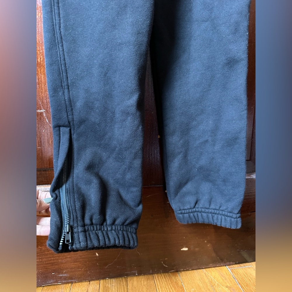 Champion Super Fleece Overalls Mens Sz XS Black Spellout Sweatpants Jogger 30x28 - Picture 10 of 11